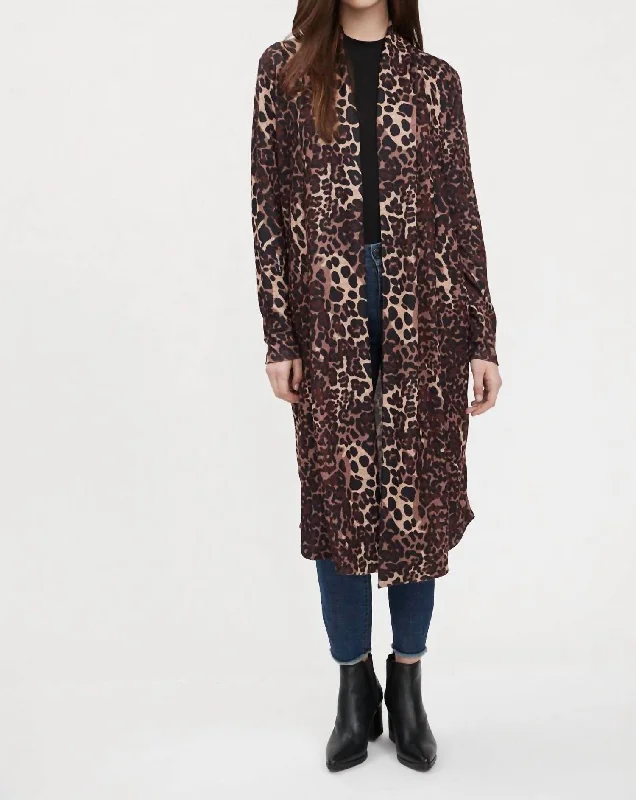 Long Cardigan In Animal Print