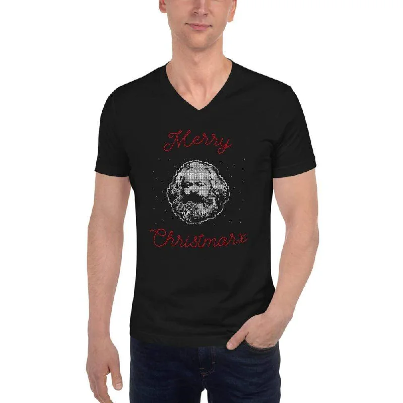 Merry Christmarx - Ugly Christmas Sweater Design - Unisex V-Neck T-Shirt