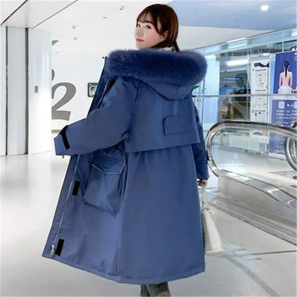 Oversized Waist Cotton Clothing Winter Coat Hooded Warm Fur Collar Women Winter Jackets