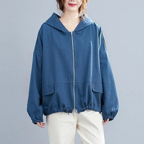 Oversized Women Casual Hooded Jackets Loose Female Cotton Outerwear Coats