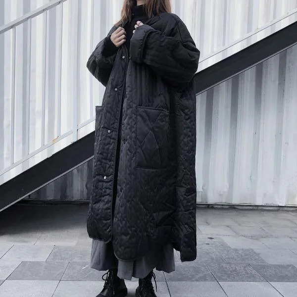 Patchwork Casual Parkas Women Argyle Scarf Winter Tide Fashion New Irregular Style V Neck Collar Long Sleeve Coat