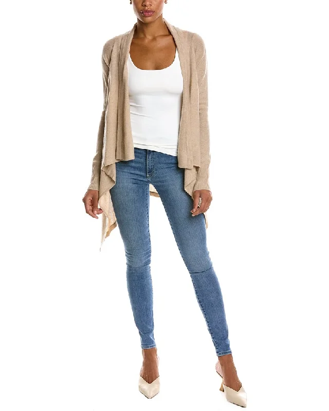 Qi Cashmere Jersey Waterfall Wool & Cashmere-Blend Cardigan