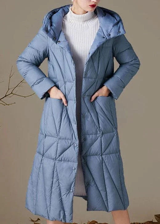 Simple Blue Button Pockets slim fit Winter Duck Down Down Coats