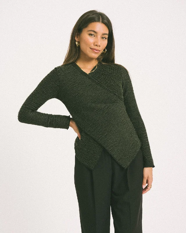 TILTIL Redda Longsleeve Knit Green Black Structure