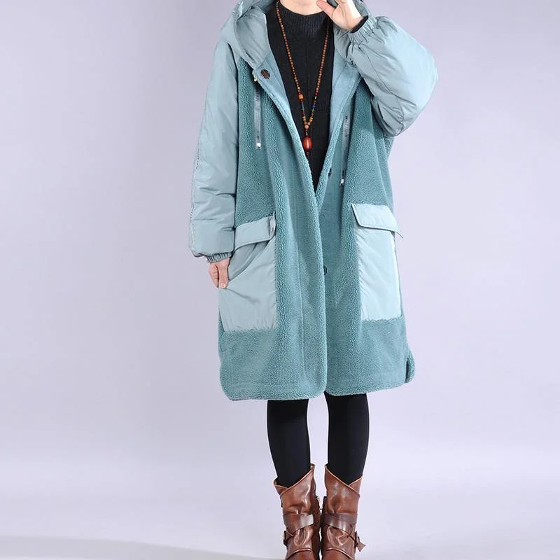 top quality blue casual outfit casual down jacket hooded pockets winter coats