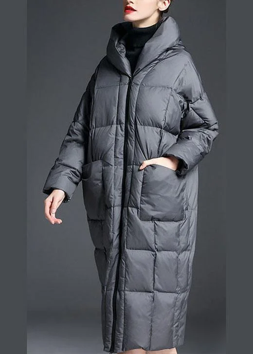 Trendy Grey zippered Warm Thick Winter Duck Down down coat