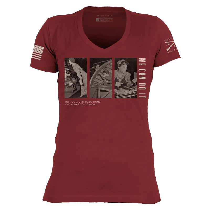 Women's We Can Do It V-Neck - Red Plum