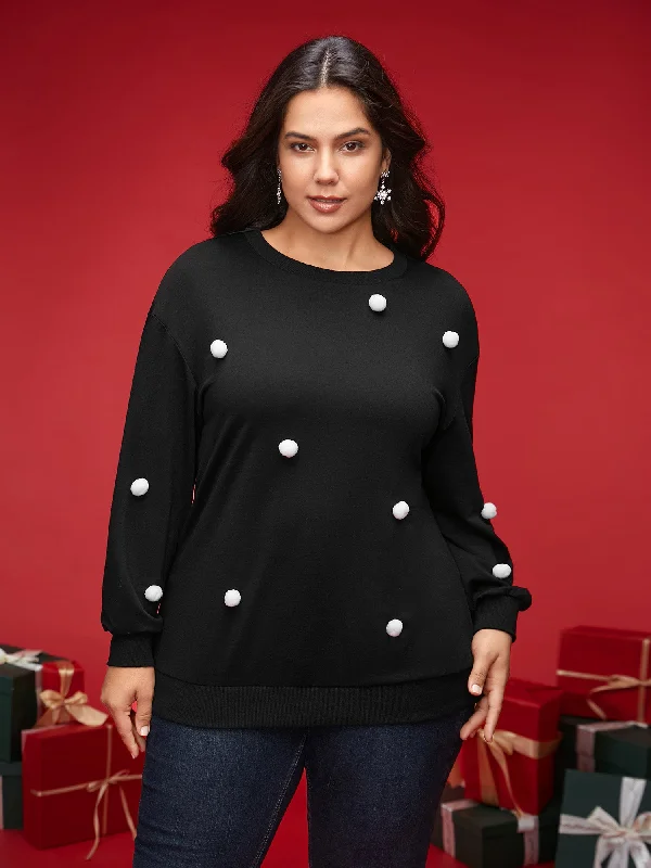 3D Dots Round Neck Relaxed Fit Sweatshirt