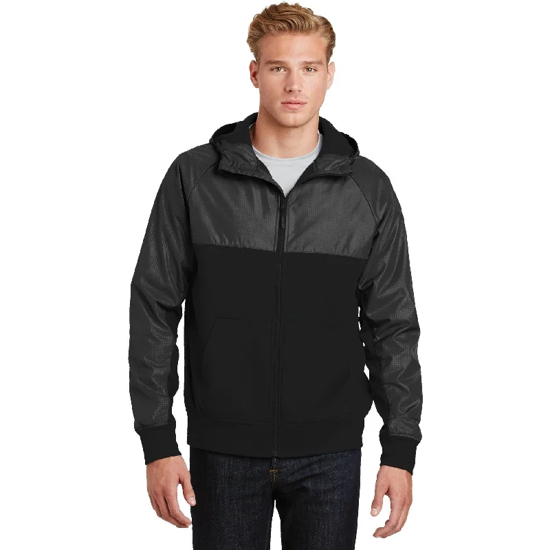 CLOSEOUT - Sport-Tek Embossed Hybrid Full-Zip Hooded Jacket