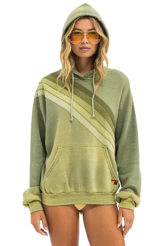 CROSS STRIPE RELAXED PULLOVER HOODIE - FADED ARMY