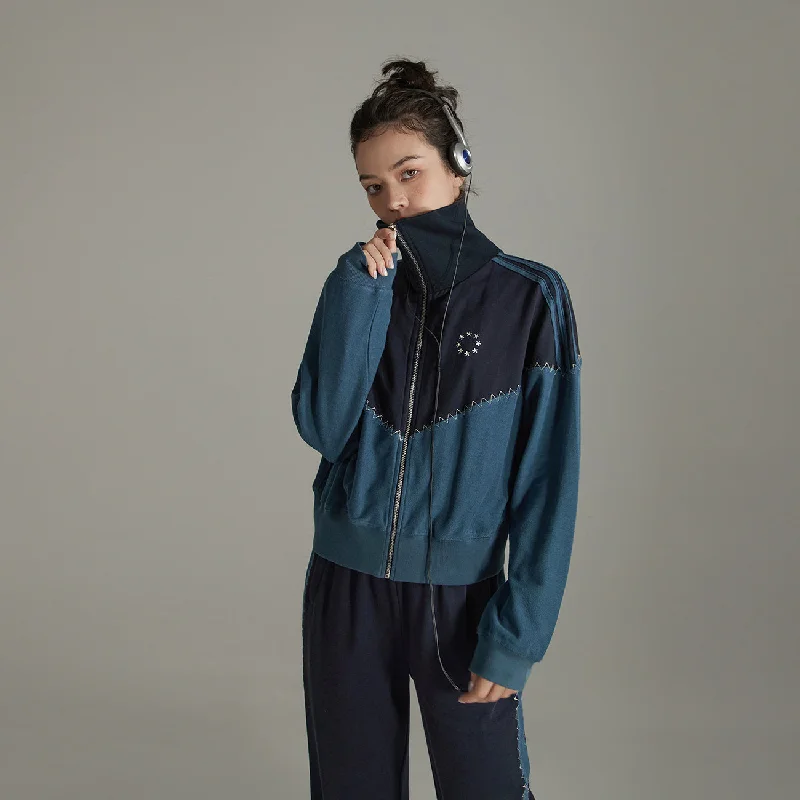 Stitch Color High Neck Zip-Up Jacket