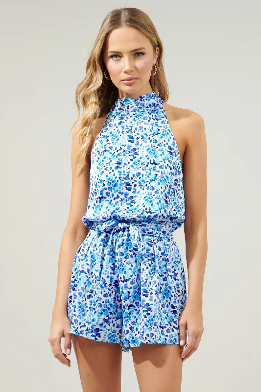 Dew Drop Jenee Halter Tie Neck Romper