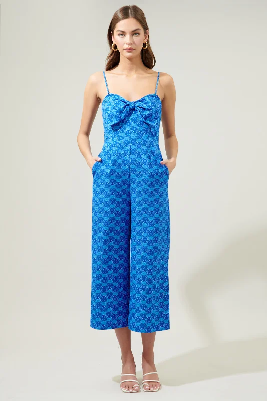 Driftwood Floral Caruso Bow Tie Cropped Jumpsuit