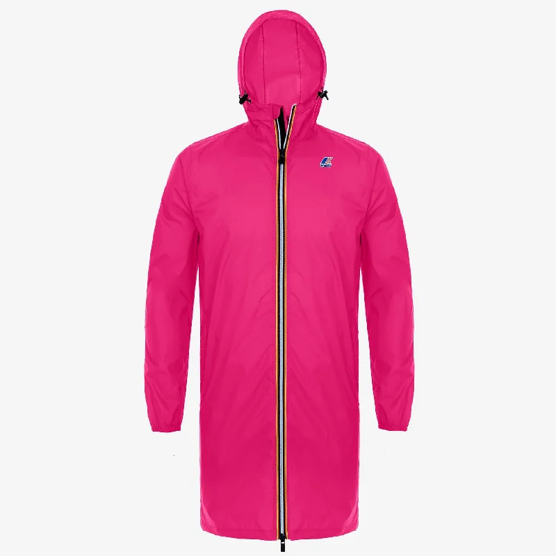 Eiffel - Unisex Waterproof Packable Long Rain Jacket in Fuchsia Fluo