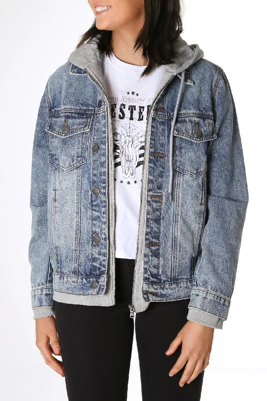 Layered Denim Jacket Grey