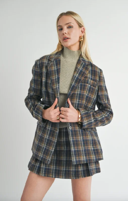 Navy Brown Old Money Blazer