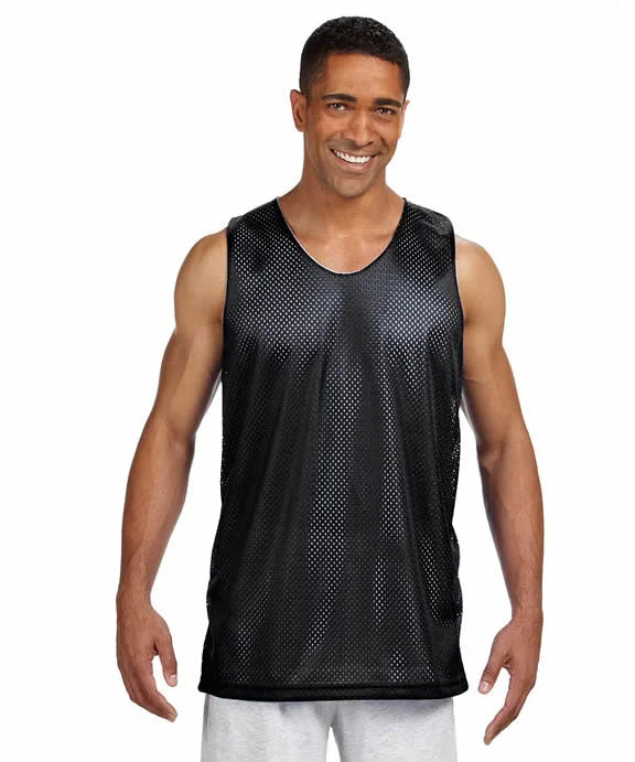 NF1270 - A4 Mens Reversible Mesh Tank Top | Black/White