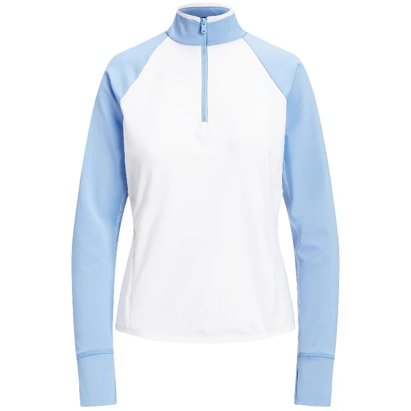 RLX Womens Luxury Performance Hybrid Quarter Zip White/Blue - AW23