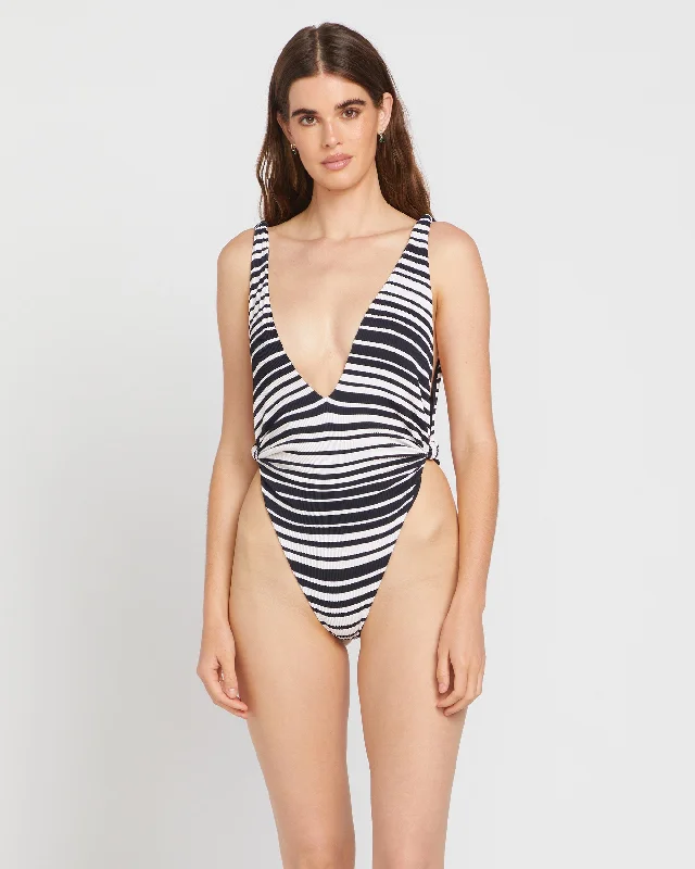 Stay In Line One Piece Swimsuit - Black