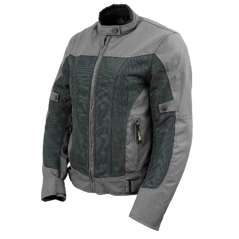 Xelement Women's Shade Grey Textile and Mesh Scooter Motorcycle Biker Jacket with X-Armor XS22012