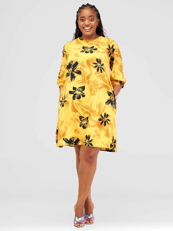 Lizola Dinah Shift Dress - Mustard / Yellow