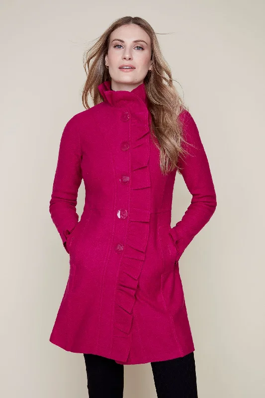 Ruffled Boiled Wool Coat