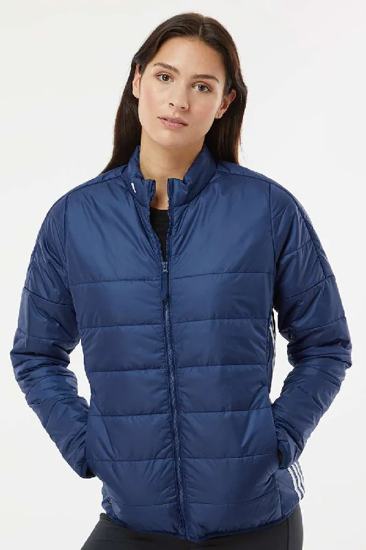 Adidas Womens Full Zip Puffer Jacket - Team Navy Blue