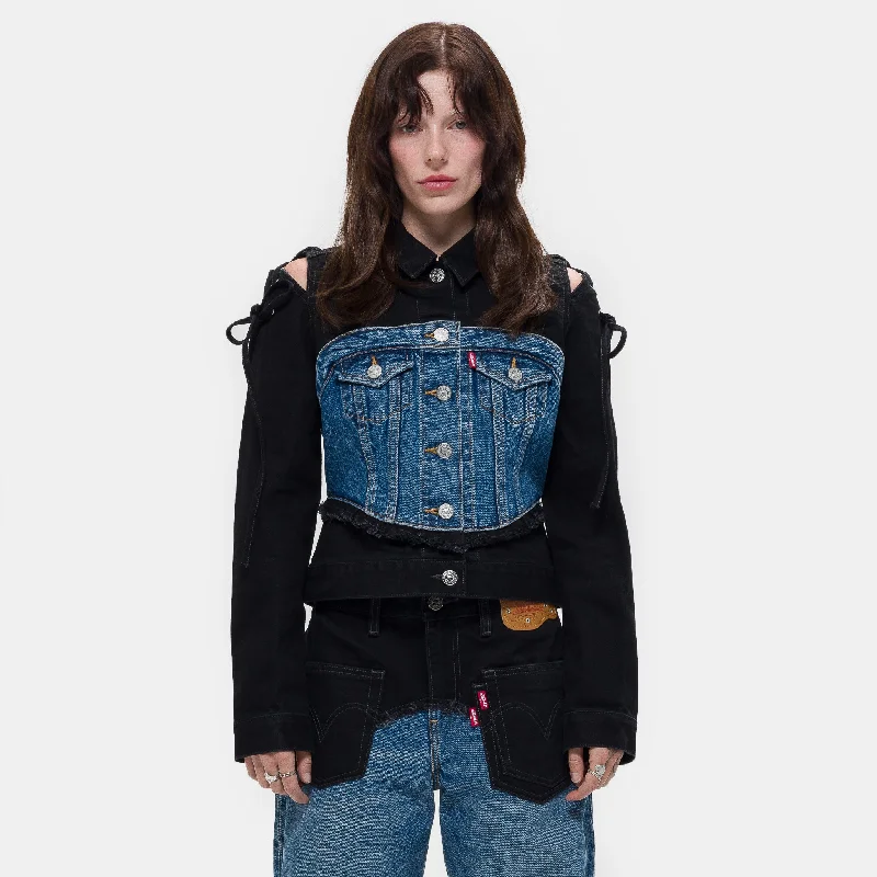 Andersson Bell Half Trucker Jacket in Blue/Black