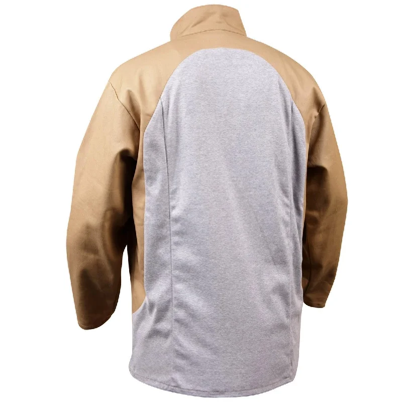 Black Stallion Stretch-Back FR Cotton Tan/Gray Welding Jacket - JF1625-TG