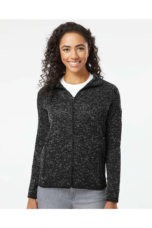 Burnside Womens Sweater Knit Full Zip Jacket - Heather Black