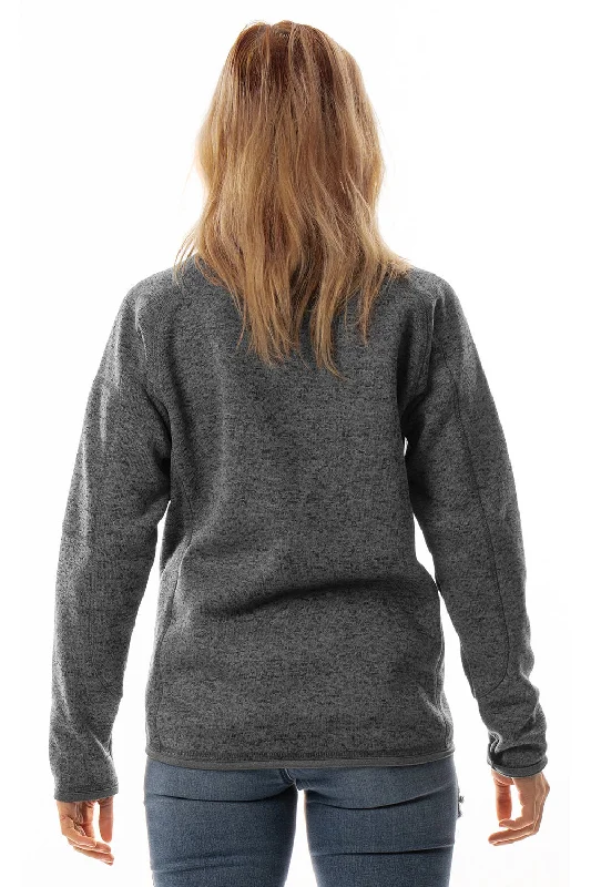 Burnside Womens Sweater Knit Full Zip Jacket - Heather Charcoal Grey