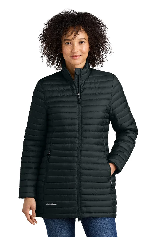 Eddie Bauer Womens Packable Quilted Water Resistant Full Zip Jacket - Black - New