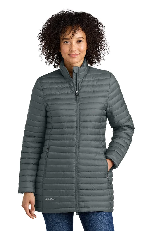 Eddie Bauer Womens Packable Quilted Water Resistant Full Zip Jacket - Metal Grey - New