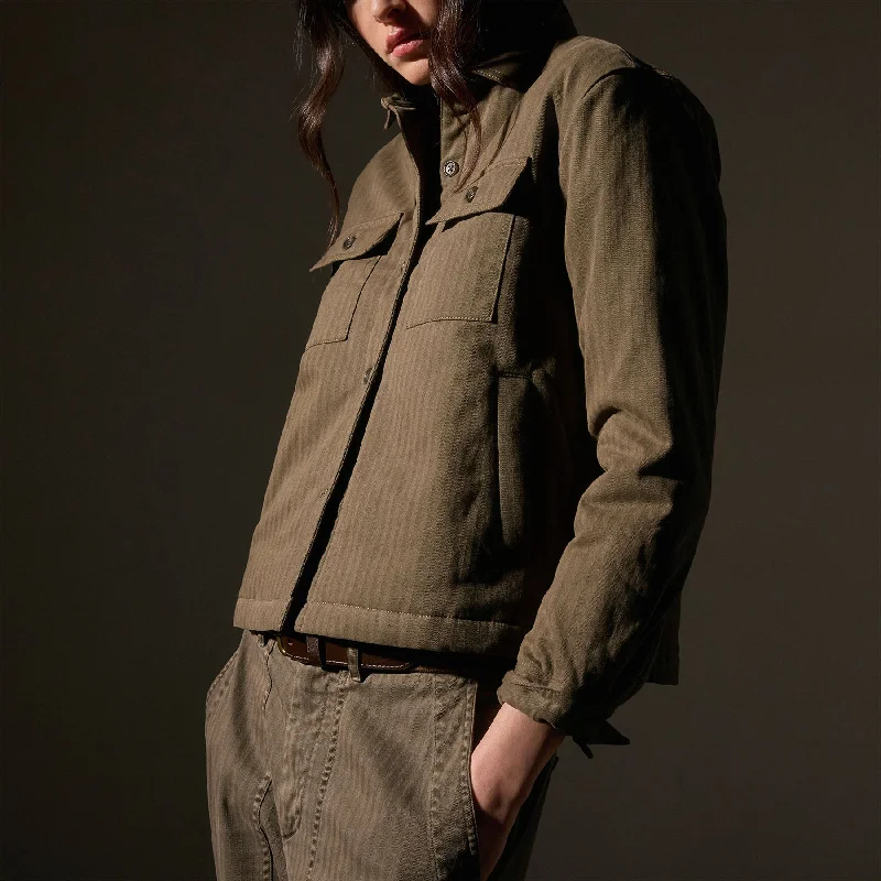 Herringbone Shirt Jacket - Army Green