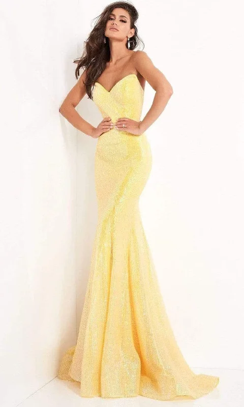 Jovani - 04831 Strapless Peaked V-Neck Sequin Mermaid Gown