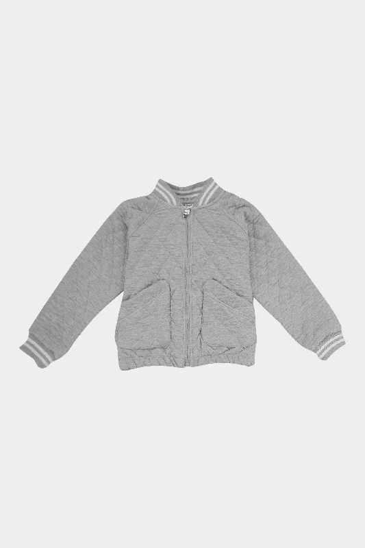 Kids Knitted Bomber Jacket Grey Heather