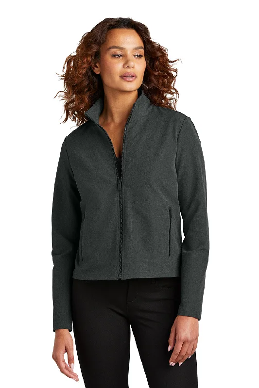 Mercer+Mettle Womens Water Resistant Soft Shell Full Zip Jacket - Heather Anchor Grey - New