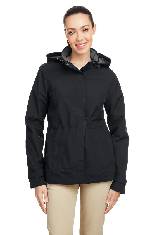 Nautica Womens Voyage Water Resistant Full Zip Hooded Jacket - Black