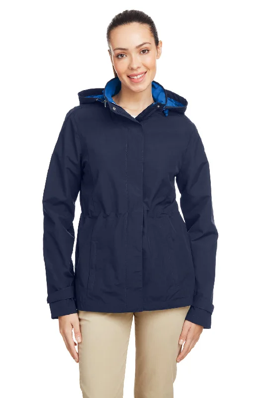 Nautica Womens Voyage Water Resistant Full Zip Hooded Jacket - Navy Blue