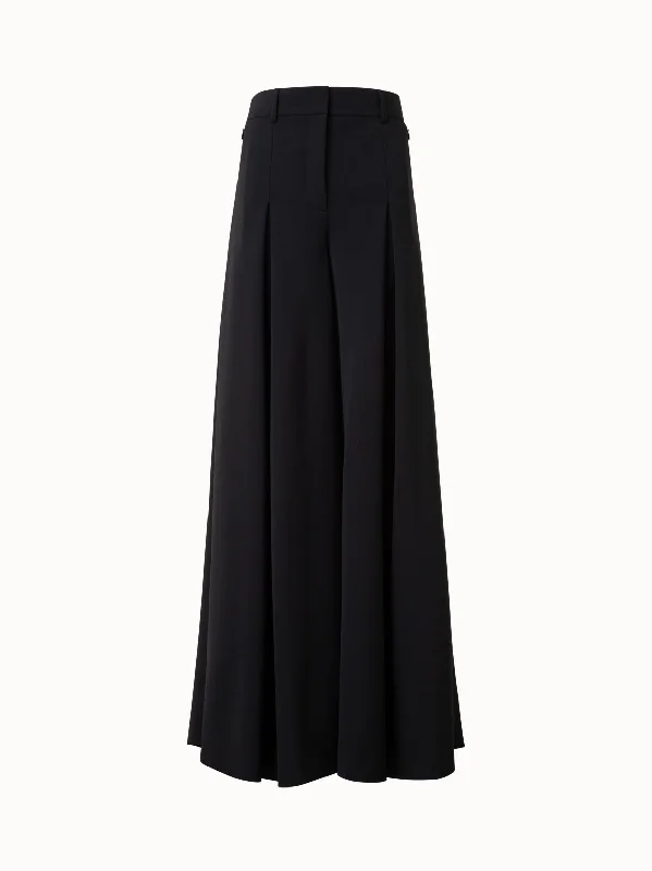 Pleated Wide Leg Pants in Wool