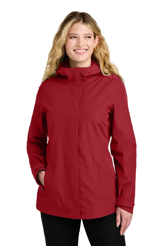 Port Authority Womens C-FREE Water Resistant Full Zip Hooded Rain Jacket - Rich Red - New