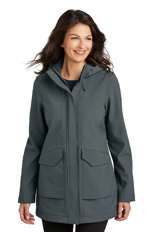 Port Authority Womens Collective Outer Water Resistant Soft Shell Full Zip Hooded Parka - Graphite Grey - New