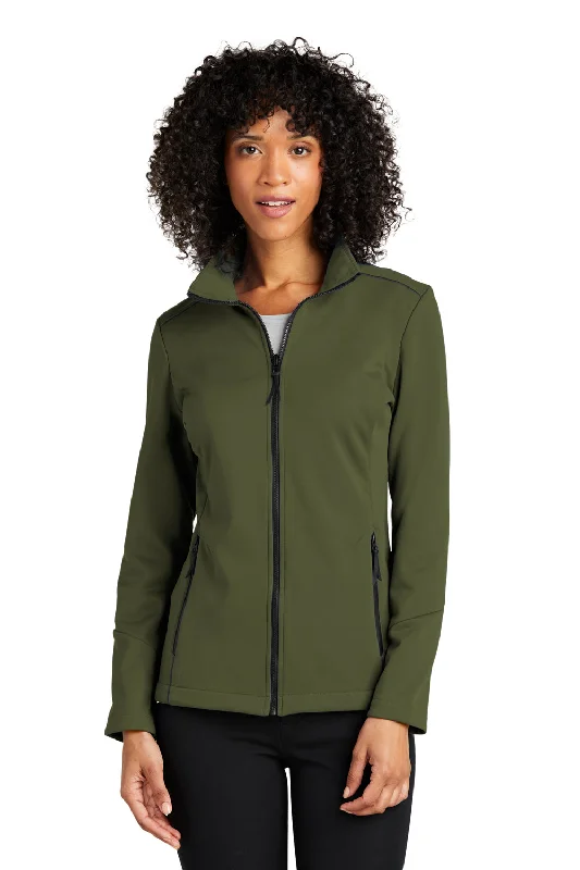 Port Authority Womens Collective Tech Waterproof Full Zip Soft Shell Jacket - Olive Green