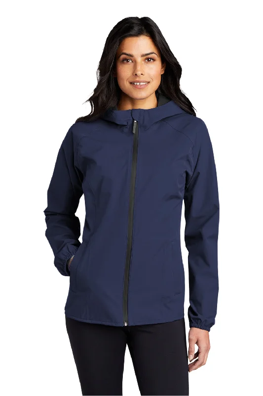 Port Authority Womens Essential Waterproof Full Zip Hooded Rain Jacket - True Navy Blue