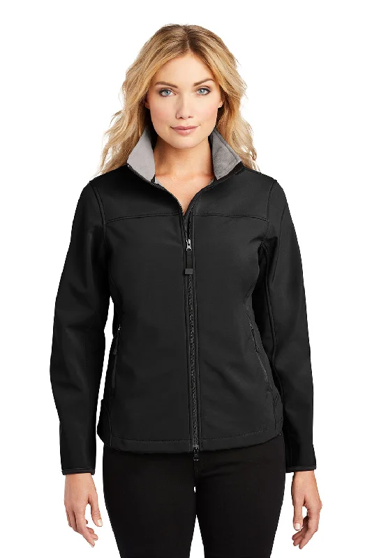 Port Authority Womens Glacier Wind & Water Resistant Full Zip Jacket - Black/Chrome Grey