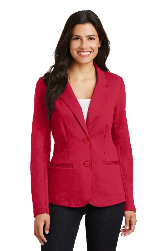 Port Authority Womens Knit Button Down Blazer - Rich Red