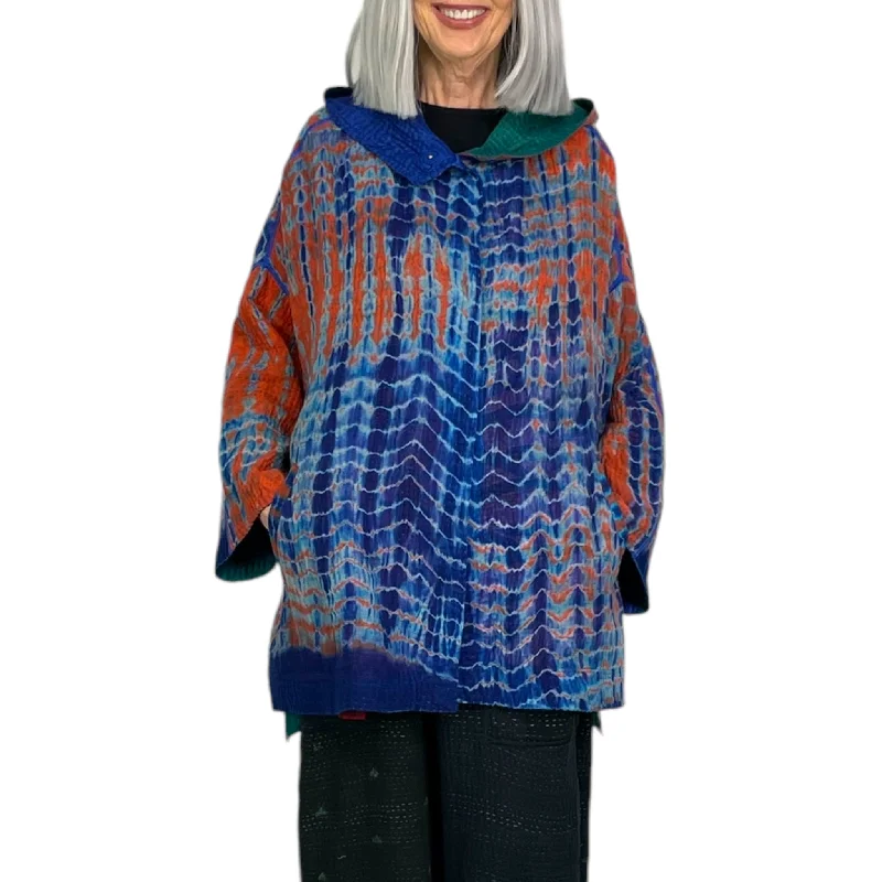 SERPENT SHIBORI TIE DYE HOODIE PONCHO