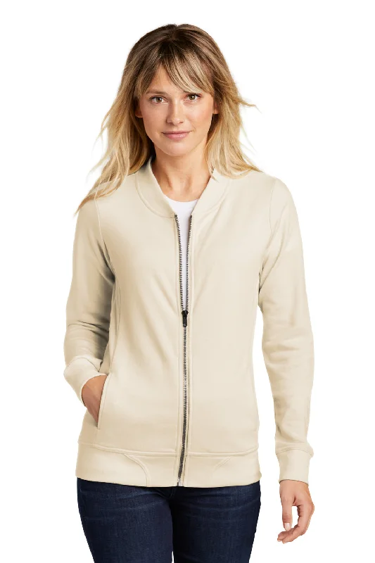 Sport-Tek Womens French Terry Full Zip Bomber Jacket - Ecru