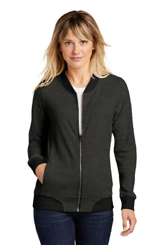 Sport-Tek Womens French Terry Full Zip Bomber Jacket - Heather Black