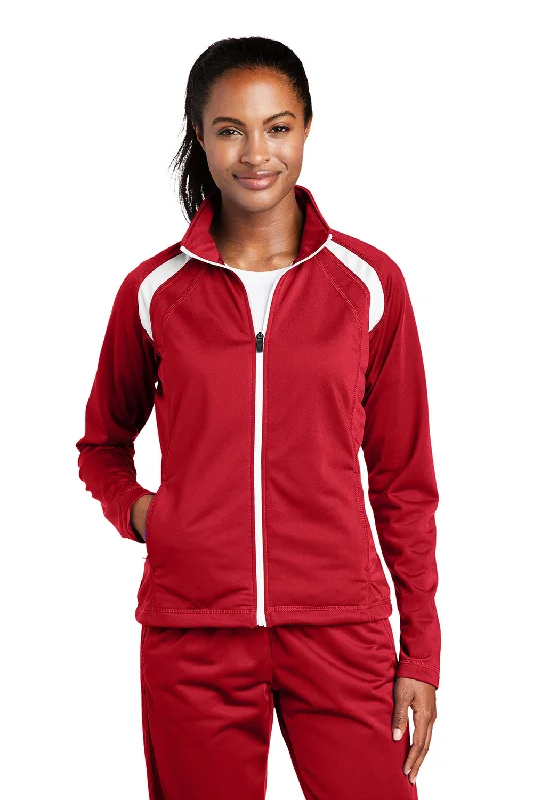 Sport-Tek Womens Full Zip Track Jacket - True Red/White